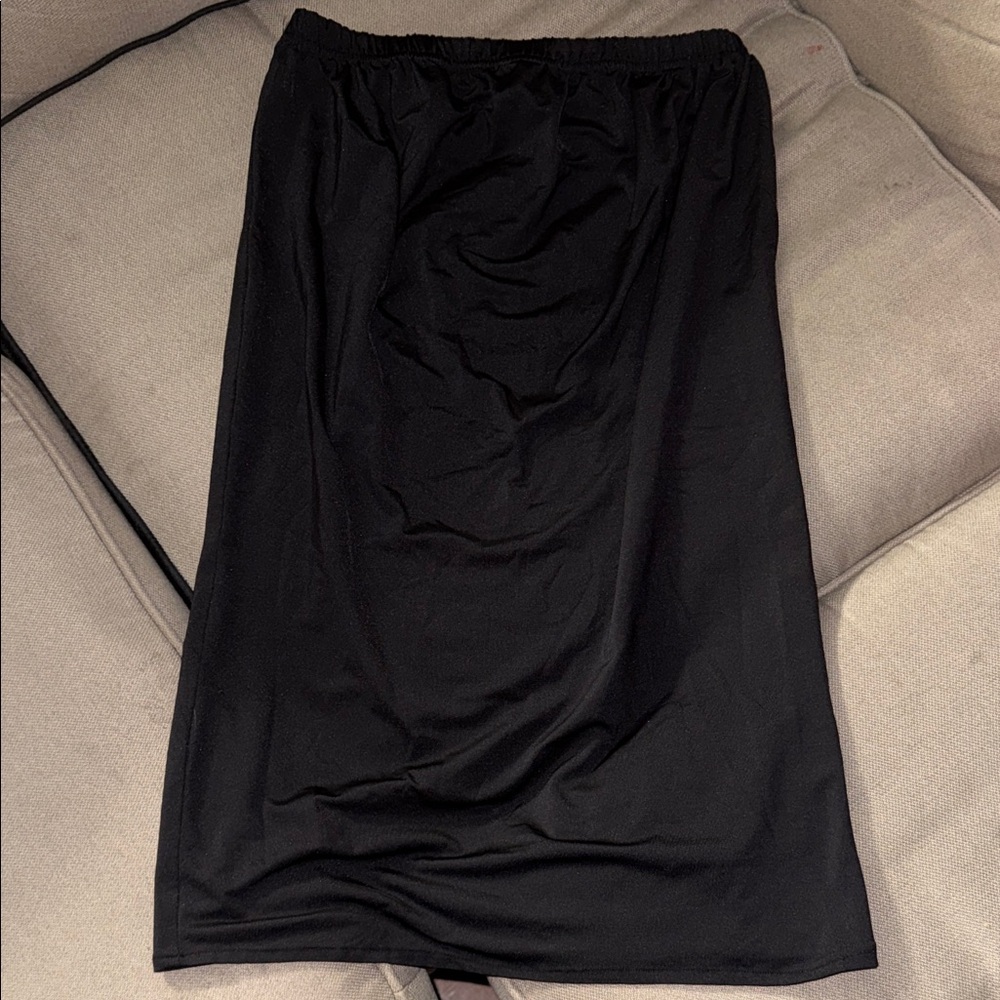 Everyday Black Midi Skirt with Elastic Waist